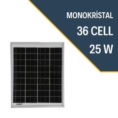 25 Watt Monokristal Güneş Paneli (Lexron)