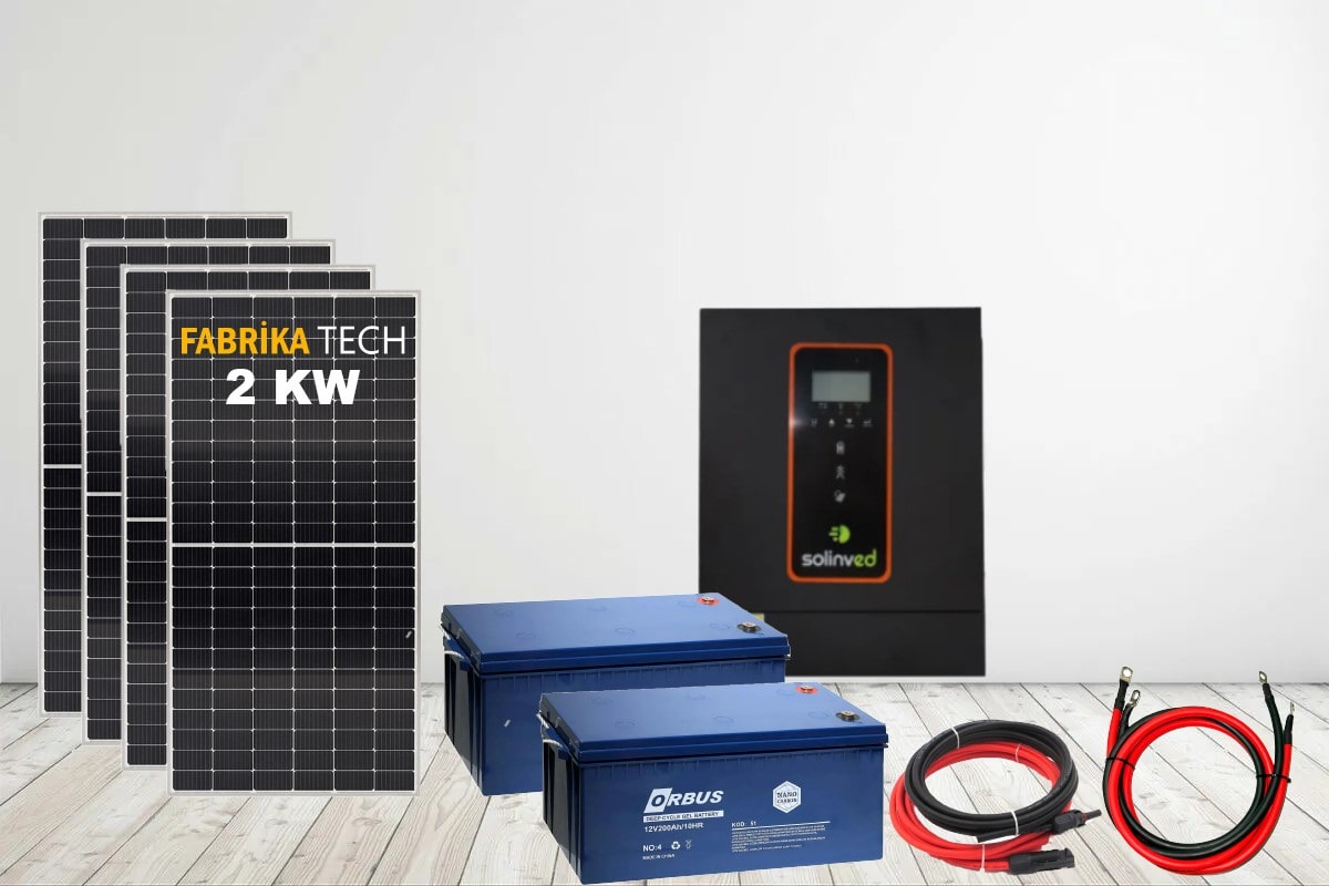 2 kW Jel Akülü Bağ Evi Güneş Enerjisi Paketi