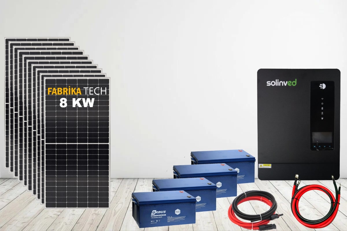 8 kW Jel Akülü Bağ Evi Güneş Enerjisi Paketi