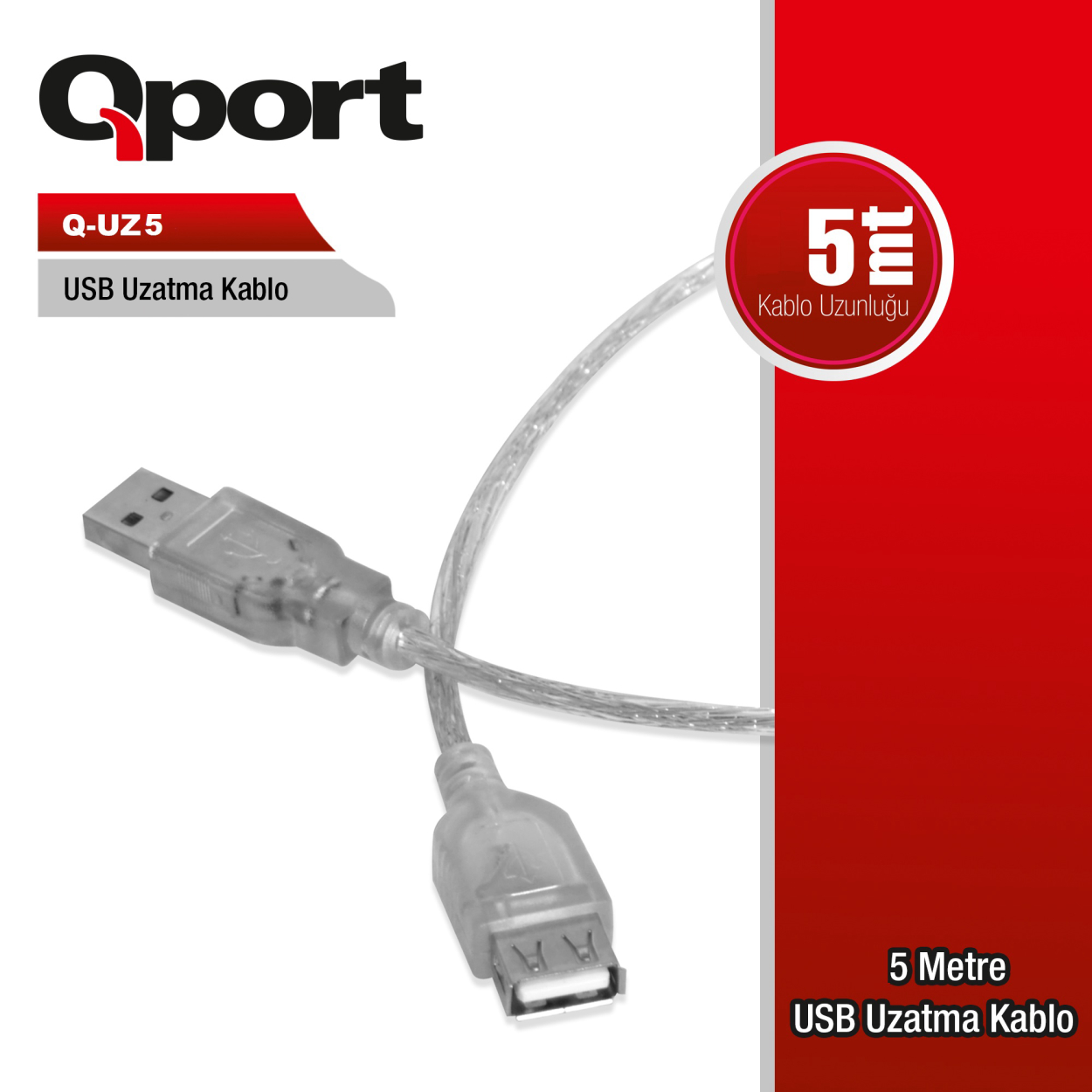 A87N4VND4t1qNdV3KsjdWzMziHESybMN0e8EN3Mp QPORT 5M USB2.0 UZATMA KABLOSU (Q-UZ5) - Görsel 1