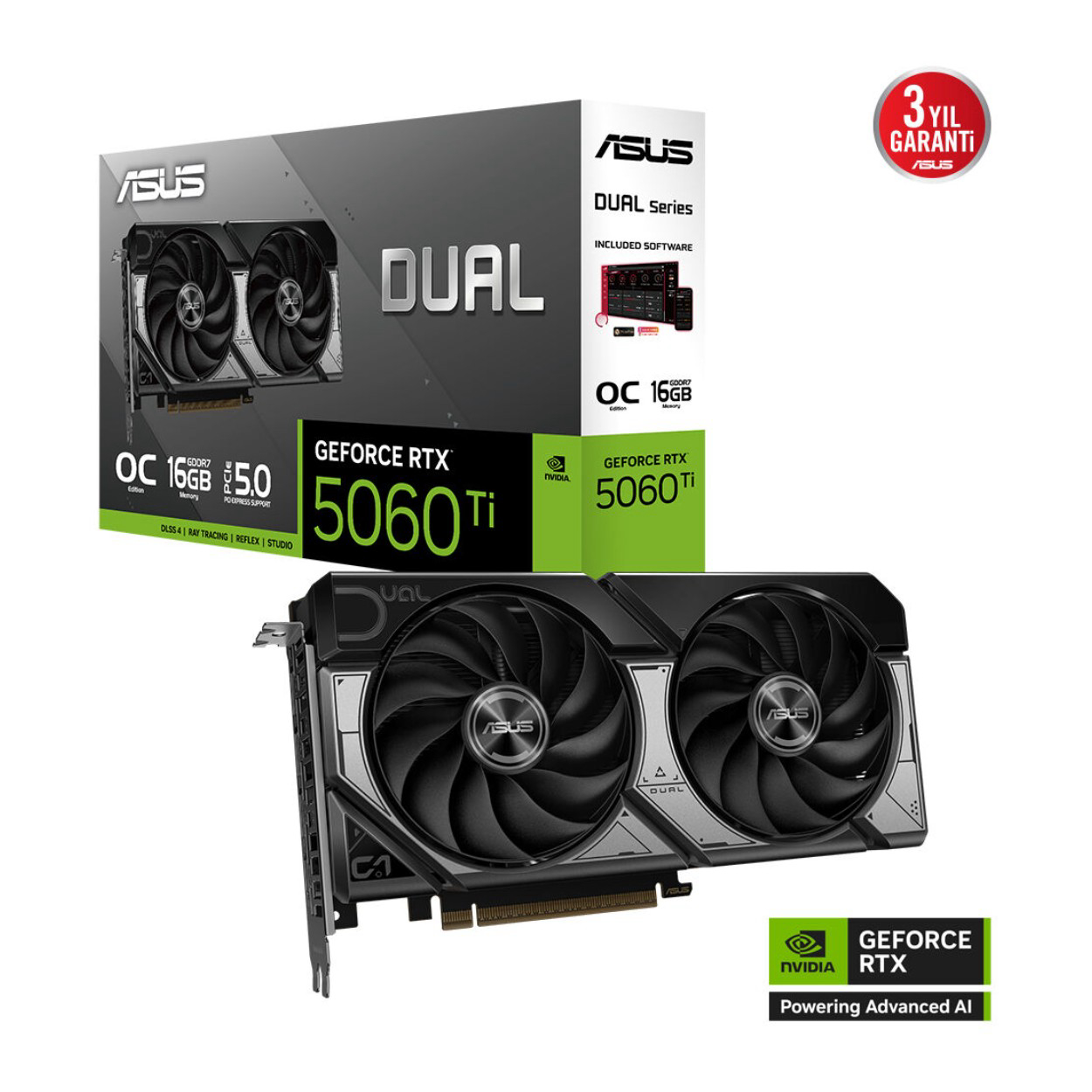 BYHSVcj6MLBEeHMQuelYuk7JZN6fCiVZ5LkMDO9o 16 GB ASUS DUAL-RTX5060TI-O16G RTX 5060TI GDDR7 128Bit DLSS4 Ekran Kartı - Görsel 1