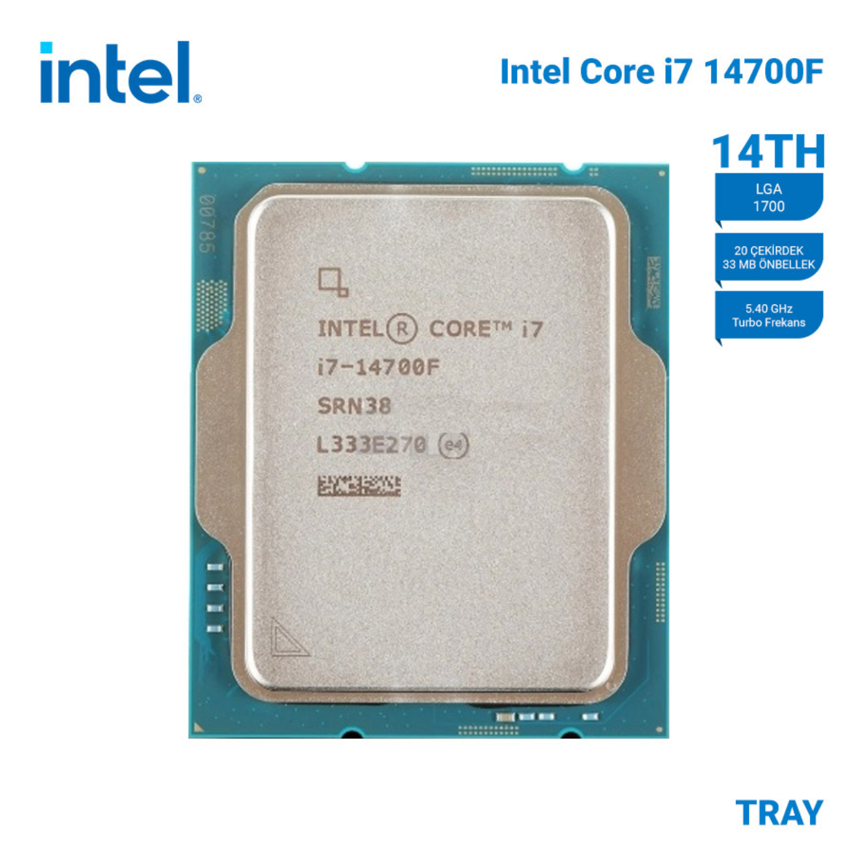 DvbxOe0r6TMSw06J2RJE3vAvl53At6Um7ADn9GZg INTEL Raptor Lake i7-14700F Tray VGAsız, Fansız 20C 2,1/5.4Ghz 33M LGA1700 - Görsel 1