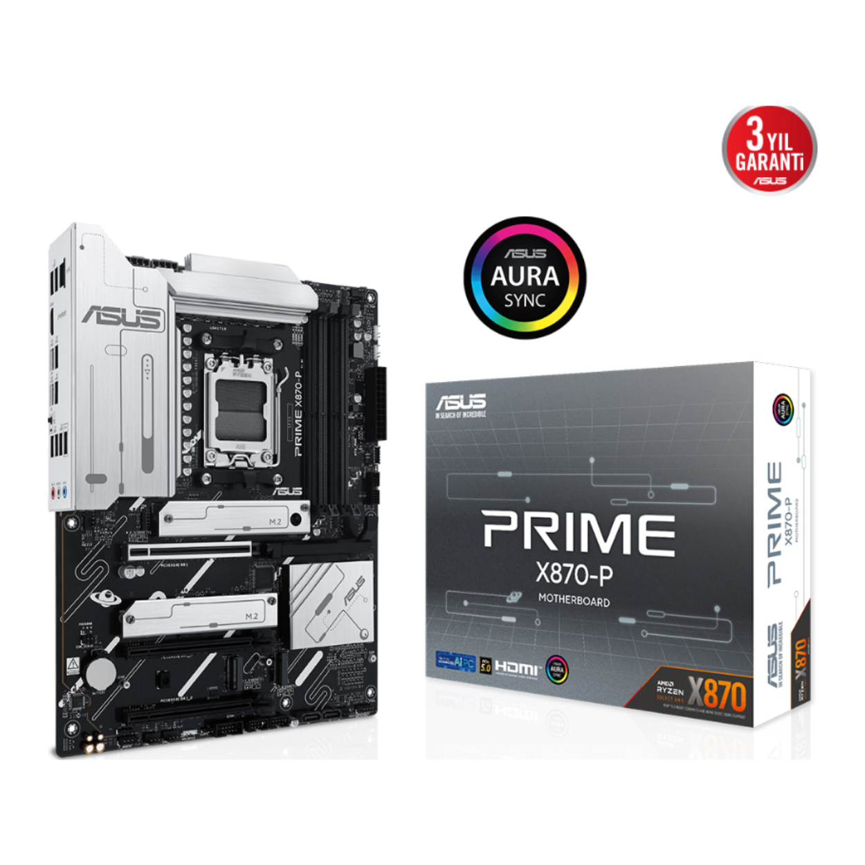 HclDEPLwUQo0D17HnwN6hXZl5JlafTTnkBHxWD20 ASUS PRIME X870-P AMD X870 AM5 DDR5 8000 HDMI 2xUSB4 4x M2 USB3.2 AURA RGB 2.5Gb - Görsel 1