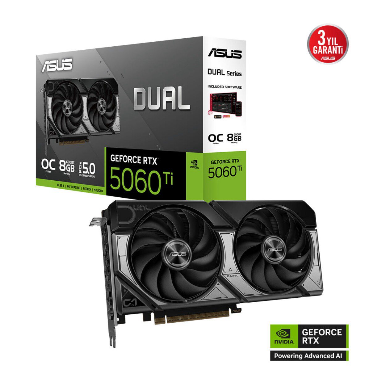 Yz9TaIoos0tXMTJ6bMbpRYf3UWU6l60naH9T4E69 8 GB ASUS DUAL-RTX5060TI-O8G RTX 5060TI GDDR7 128Bit OC Ekran Kartı - Görsel 1