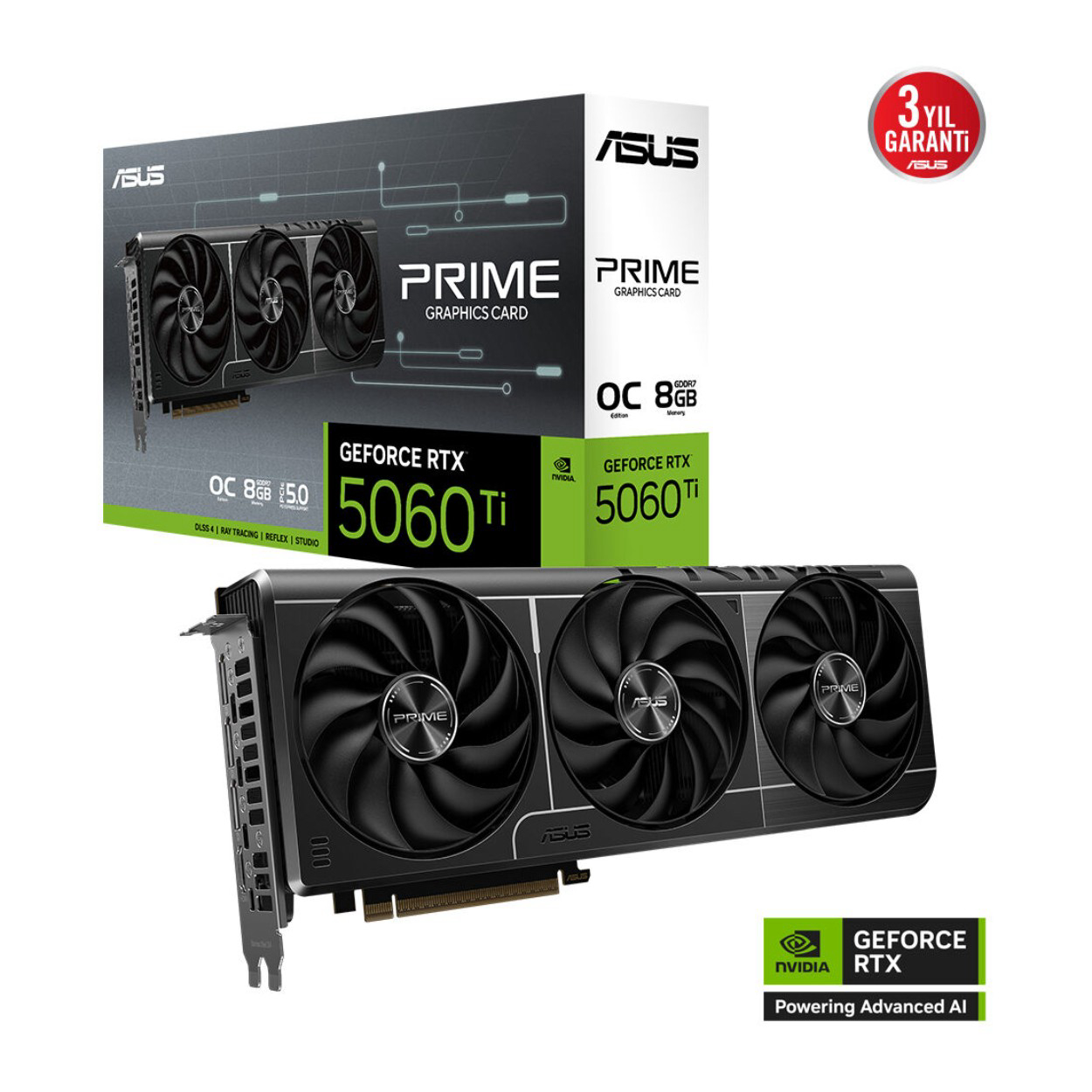 pwER7iXwajzXibpwhstxkcO24bhyCDjby1cpujn7 8 GB ASUS PRIME-RTX5060TI-O8G RTX 5060TI GDDR7 128Bit OC Ekran Kartı - Görsel 1
