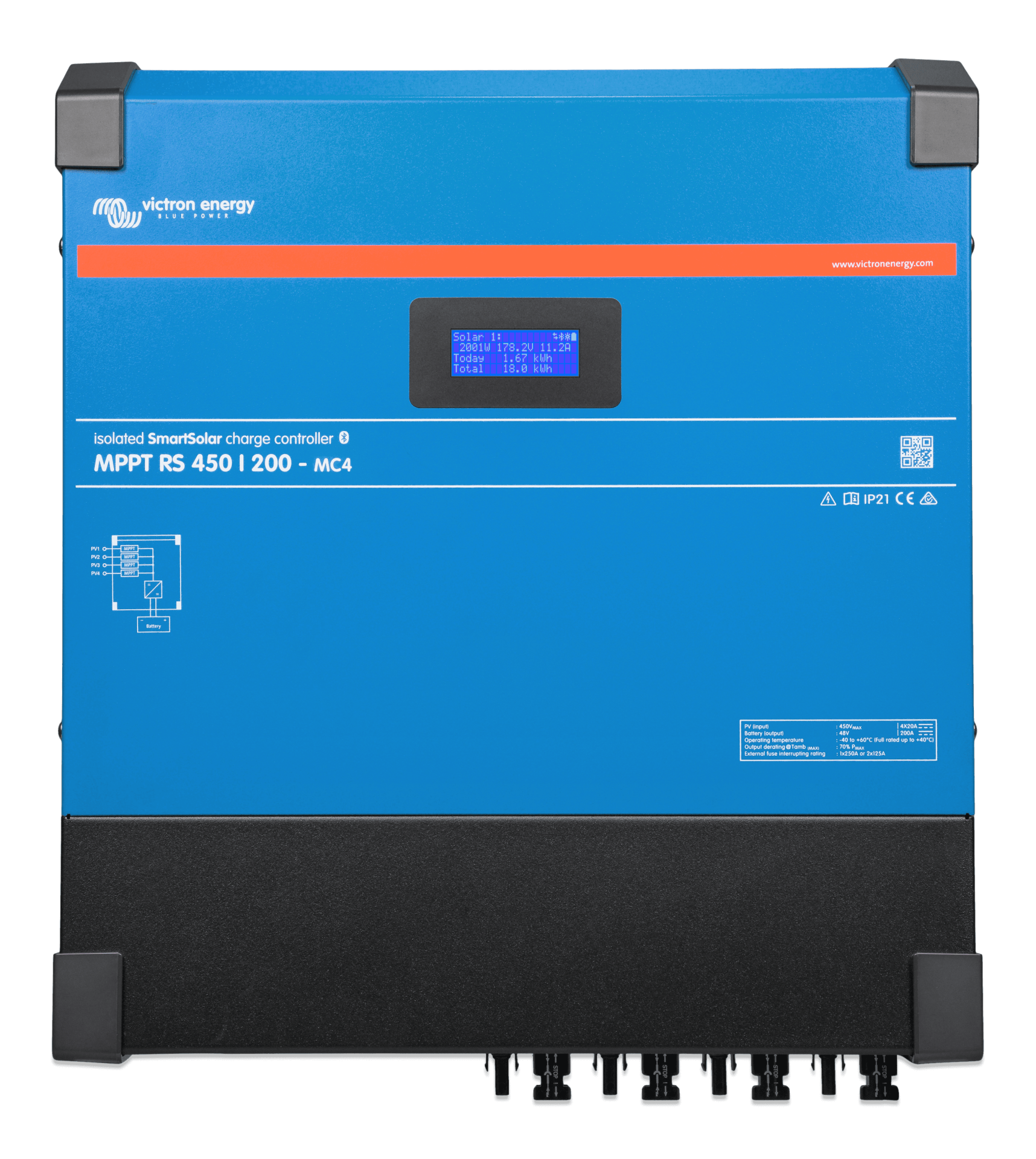 victron-smartsolar-mppt-rs-450200-mc4-scc145120510 Victron Solar Şarj Kontrol Cihazı SmartSolar MPPT RS 450/200-MC4 Charge Controller (SCC145120510) - Görsel 1
