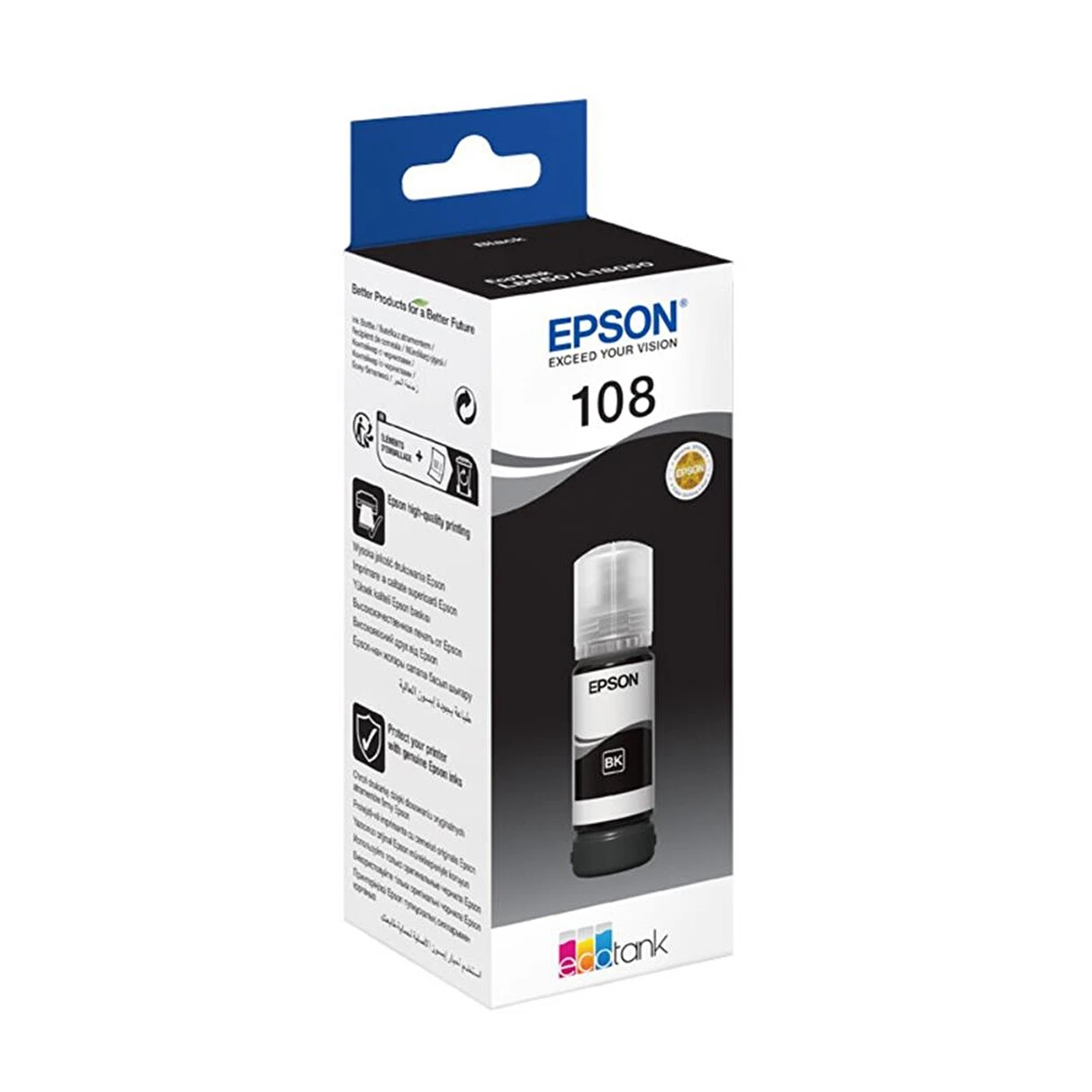 GeGxWwt2awLNye25diooYCKYoHPGxDmPHXLLEYeK EPSON C13T09C14A (108) EcoTank Siyah Şişe Mürekkep - Görsel 1