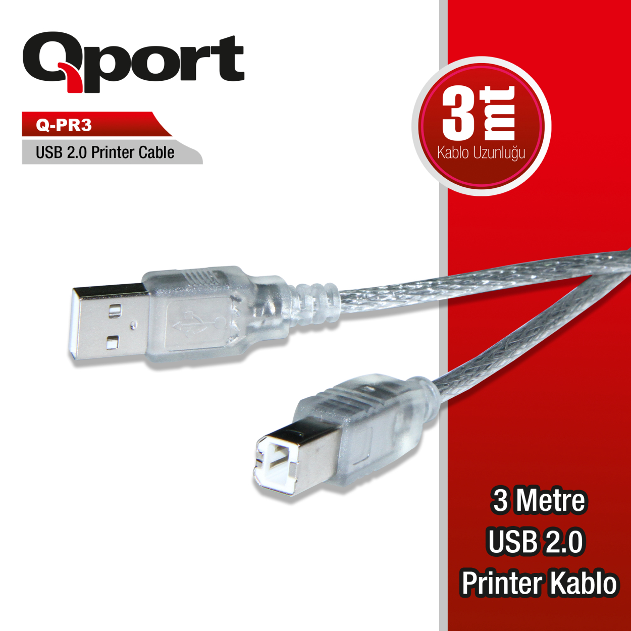 LnfN71k4u8KBmVspFeyaNMUusrvKCyJgjIUg7Put QPORT 3M USB2.0 PRINTER KABLOSU (Q-PR3) - Görsel 1