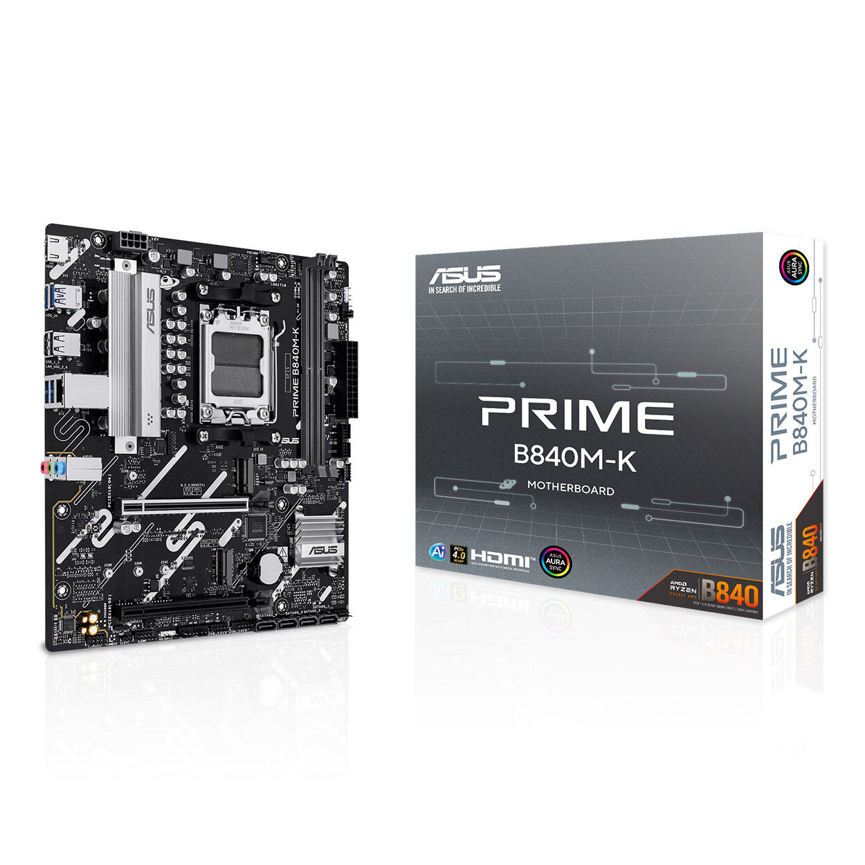 PCMnOvwYj9eBidYvgMHyFuSMFnIvhMpIVzLs0gN6 ASUS PRIME B840M-K AMD B840 AM5 DDR5 8000 2xM2 USB3.2 AURA RGB 2.5Gbit LAN mATX - Görsel 1