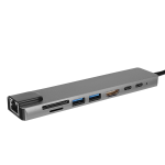 HYTECH HY-USBC83 4K@30Hz Gri Metal 2xUSB3.0, 1xUSB2.0, 1000Mbps PD, TypeC Data, - Görsel 3