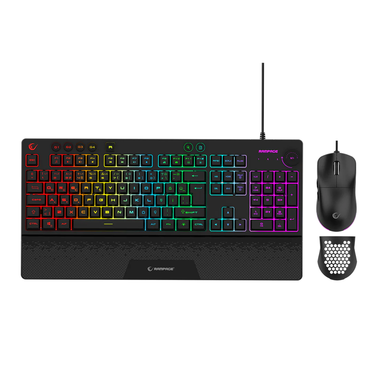 jr1NRbgY38l56QBP4bz3xJhgoUP3RsXSesr1Pl0O RAMPAGE ECLIPSE Siyah Usb RGB Aydınlatmalı Q Gaming Oyuncu Klavye Mouse Set - Görsel 1