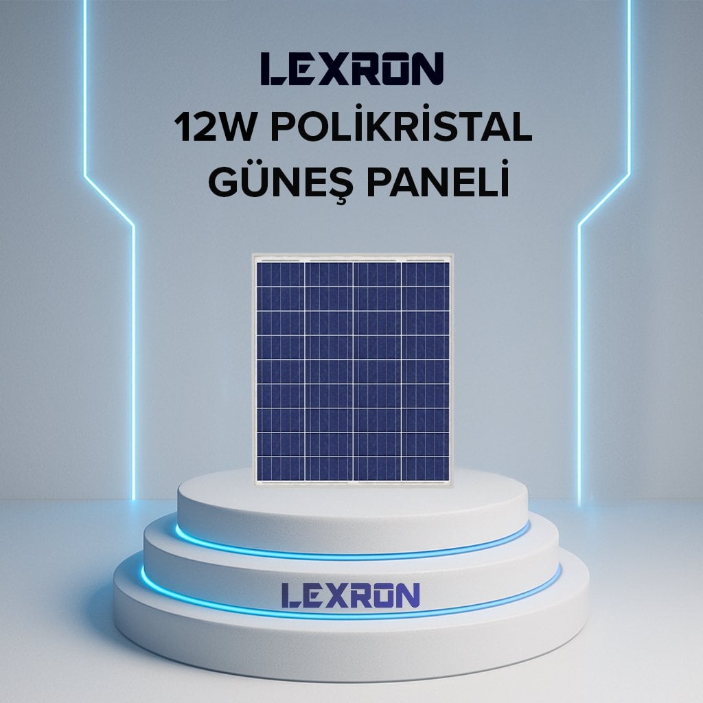 lexron-12w-polikristal-gunespaneli 12W Polikristal Güneş Paneli - Görsel 1