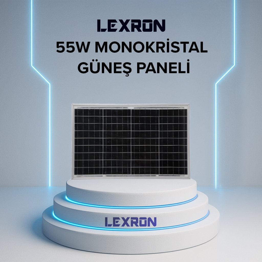 lexron-55w-monokristal-gunes-paneli 55W Monokristal Güneş Paneli - Görsel 1