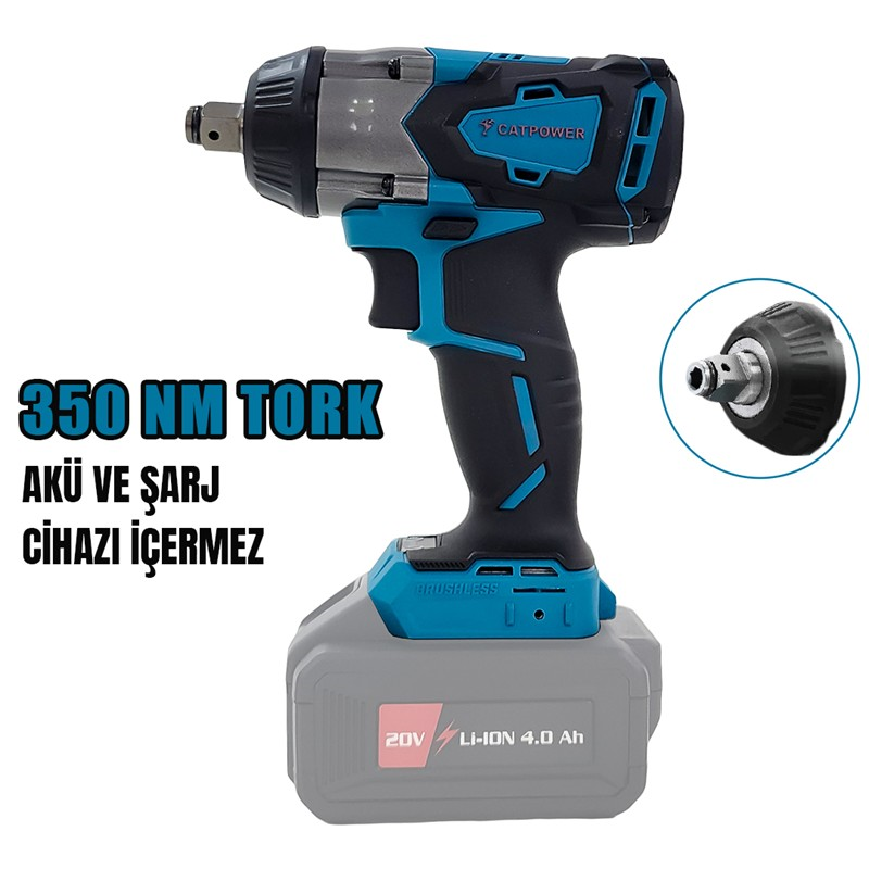 110 Kömürsüz Akülü Somun Sıkma Ve Torklu Vidalama 1/2'' 20V 2.0Ah /4.0Ah - Görsel 1