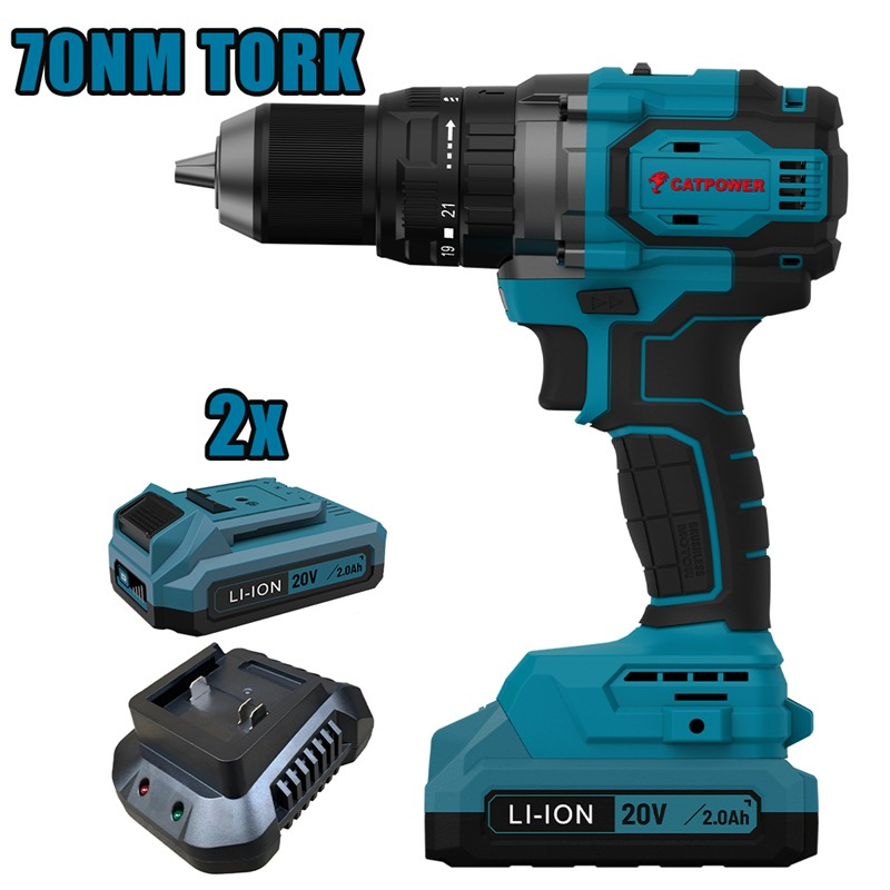 892 Akülü Darbeli Vidalama Li-İon 70Nm (Makine) Kömürsüz 13 Mm +( 2.0 Ah Akü 2 Adet)+(hızlı Şarj Cihazı) - Görsel 1
