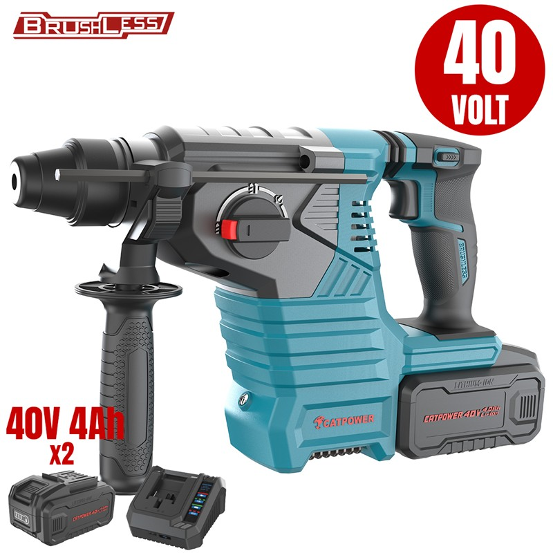 900 Kömürsüz Akülü Kırıcı Delici Li-İon 40V +( 4.0 Ah Akü 2 Adet)+(hızlı Şarj Cihazı) - Görsel 1