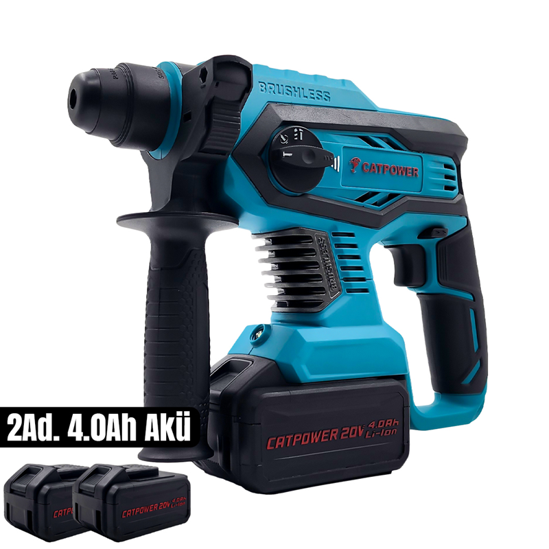 918 Kömürsüz Akülü Kırıcı Delici 20V Li-İon +4 Ah Akü (2 Adet) + Şarj Cihazı - Görsel 1
