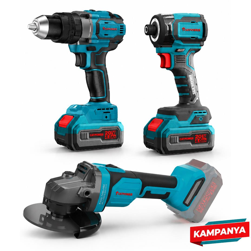 939 Kömürsüz Akülü Torklu Vidalama Li-İon 20V 4.0Ah + Kömürsüz Akülü Darbeli Vidalama 70Nm 13 Mm 20V Li-İon + Akülü Avuç Taşlama Li-İon (Makine) Kömürsüz - Görsel 1