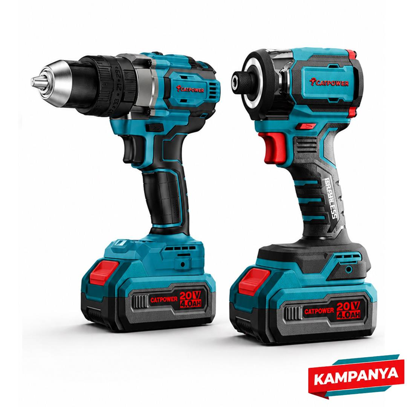 941 Kömürsüz Akülü Torklu Vidalama Li-İon 20V 4.0Ah + Akülü Darbeli Vidalama Li-İon 70Nm (Makine) Kömürsüz 13 Mm - Görsel 1