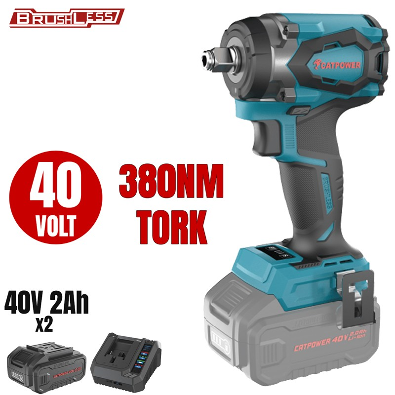 959 Kömürsüz Akülü Somun Sıkma Ve Torklu Vidalama 1/2'' Li-İon 40V +( 2.0 Ah Akü 2 Adet)+(hızlı Şarj Cihazı) - Görsel 1