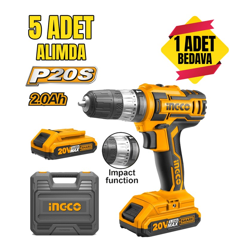 969 Li-İon Akülü Darbeli Matkap 10 Mm 20V 2.0Ah (Kampanya) - Görsel 1