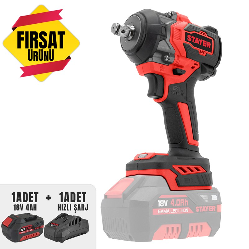 979 Kömürsüz Akülü Somun Sıkma 1/2" 18V Li-İon (Ys-12577-4 Ah Akü)+(ys-12578-Şarj Cihazı) - Görsel 1