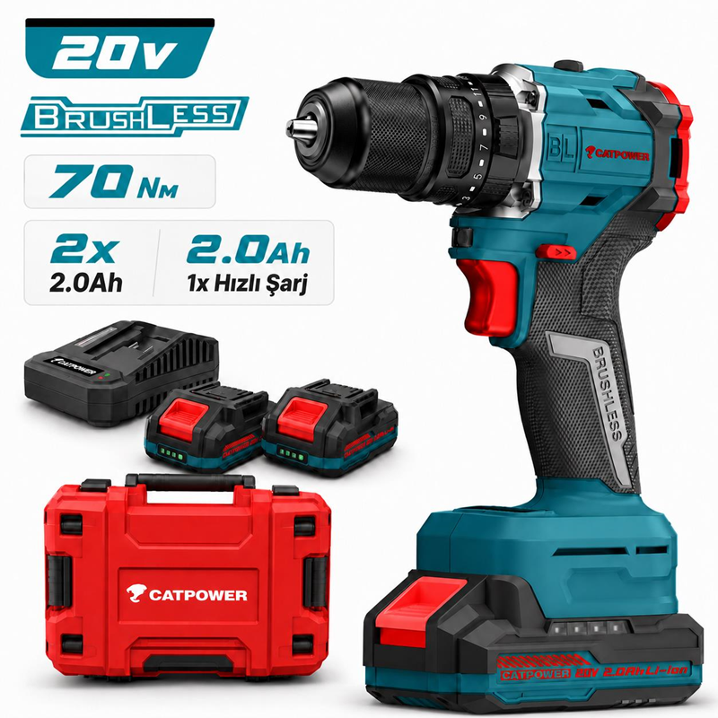 997 Kömürsüz Akülü Darbeli Vidalama Lı-Ion 20V 2.0Ah 70Nm - Görsel 1