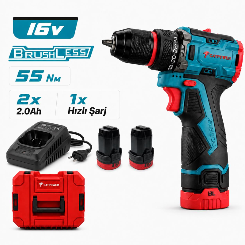 998 Kömürsüz Akülü Vidalama Li-İon 16V 2.0 Ah - Görsel 1