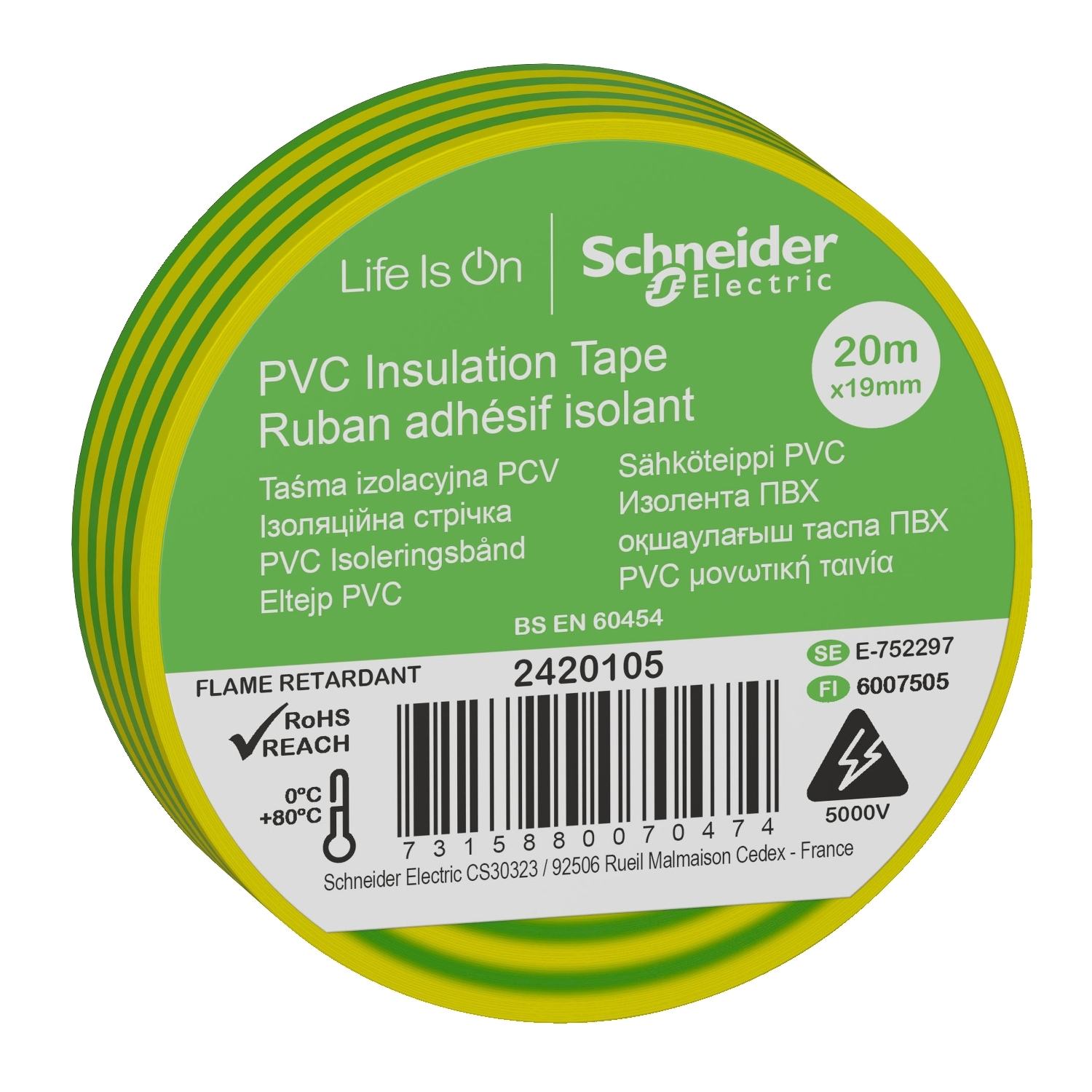 files Schneider Bant 19Mmx20m Sarı/yeşil - Görsel 1