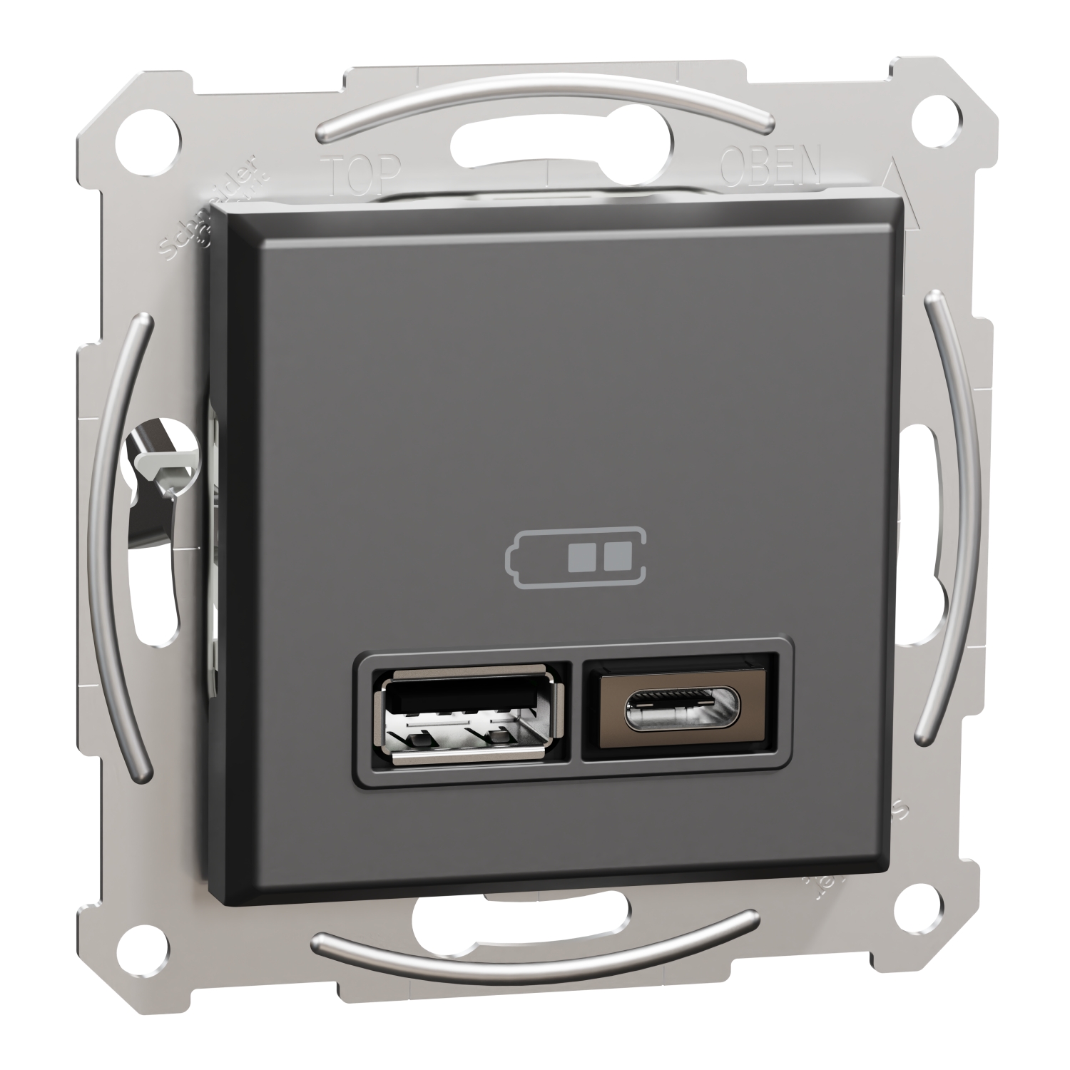 files Schneider Asfora Antrasit Usb Prizi +Type A+c 2.4A - Görsel 1