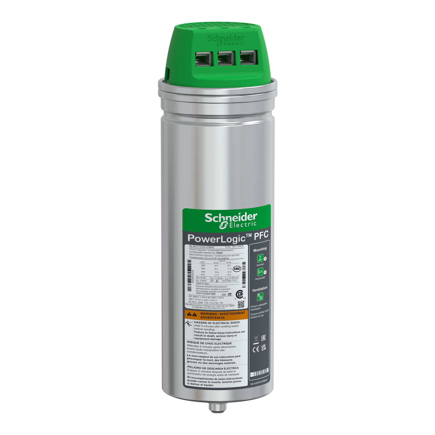 files Schneider Trifaze Tüp Kondansatör 10Kvar 400V (Heavy Duty) - Görsel 1