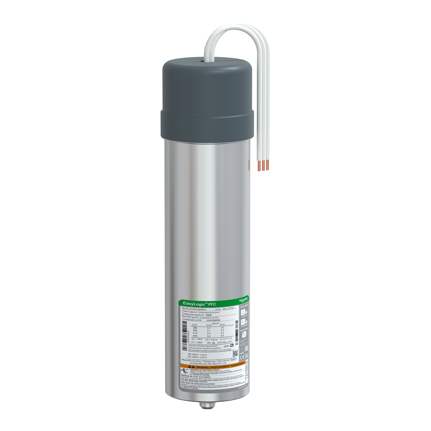 files Schneider Trifaze Tüp Kondansatör 5 Kvar 440V 50Hz - Görsel 1