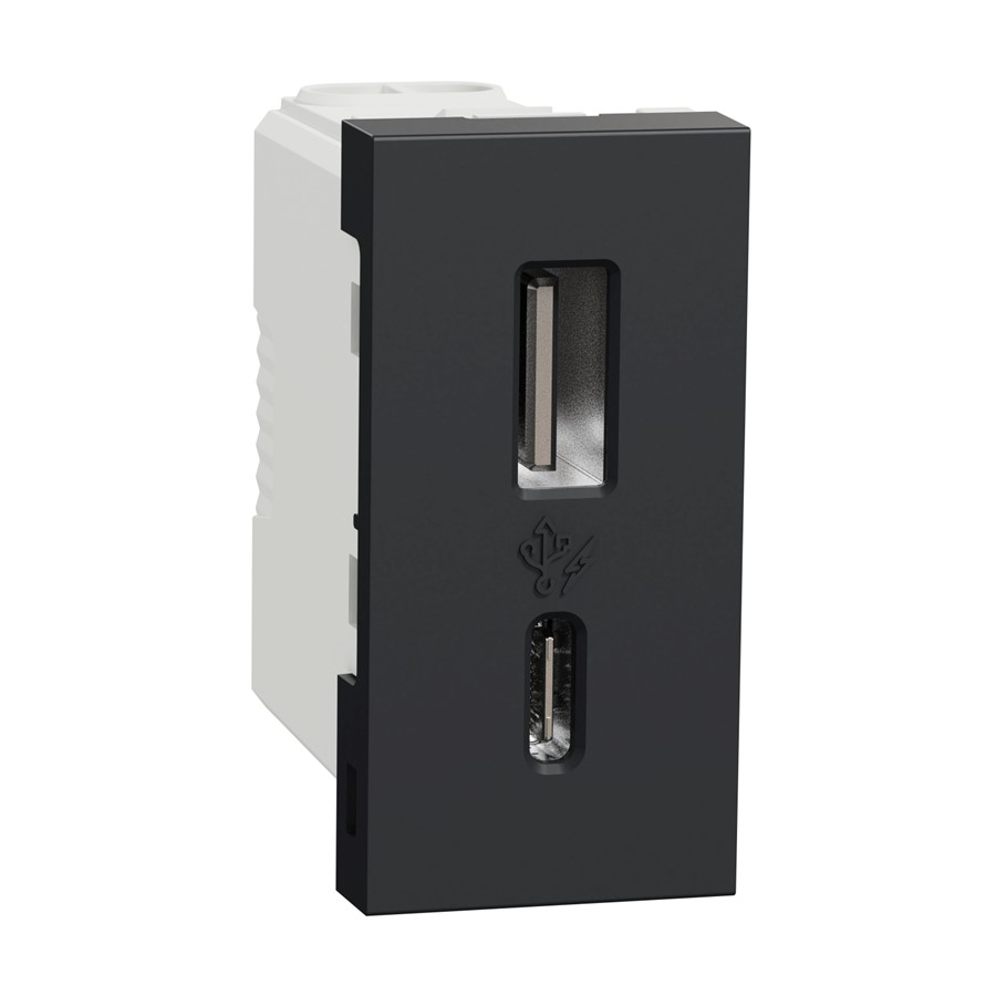 org_638479288013384408 Schneider Unica Antrasit Usb Şarj Prizi Type A+c 1M - Görsel 1