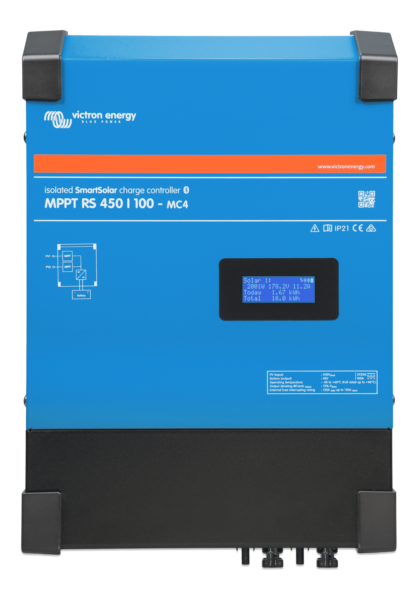 victron-smartsolar-mppt-rs-450100-mc4-scc145110510 Victron Solar Şarj Kontrol Cihazı SmartSolar MPPT RS 450/100-MC4 Charge Controller (SCC145110512) - Görsel 1
