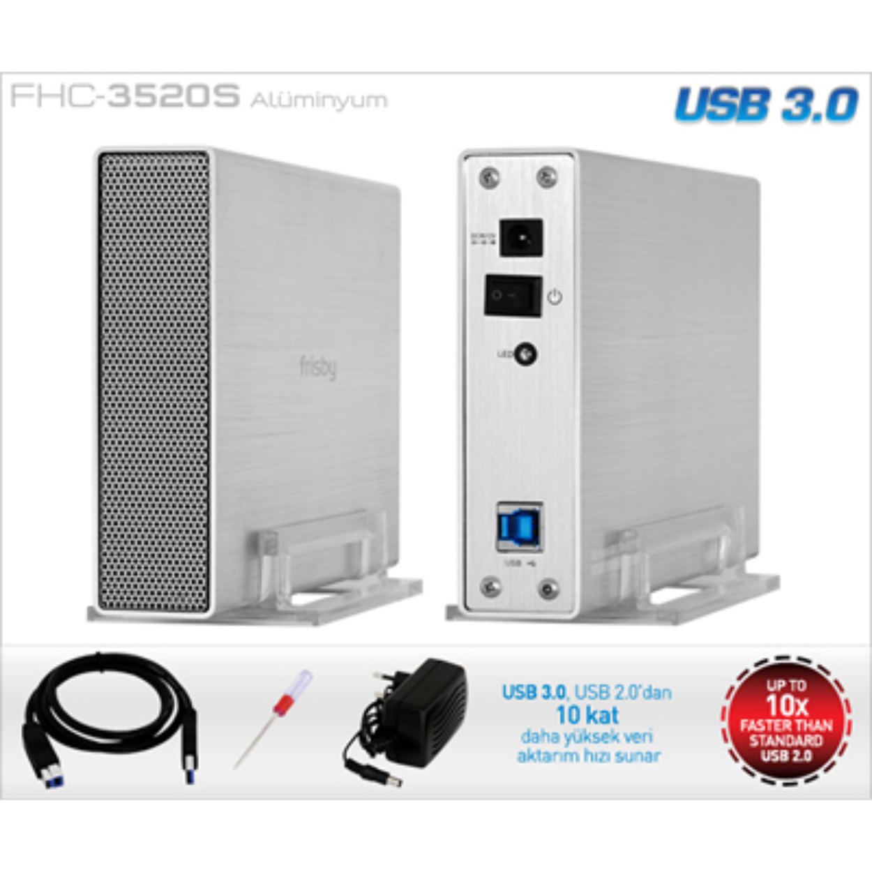 22721 Frisby FHC-3520S 3.5" SATA Harici Kutu USB 3.0 - Görsel 1