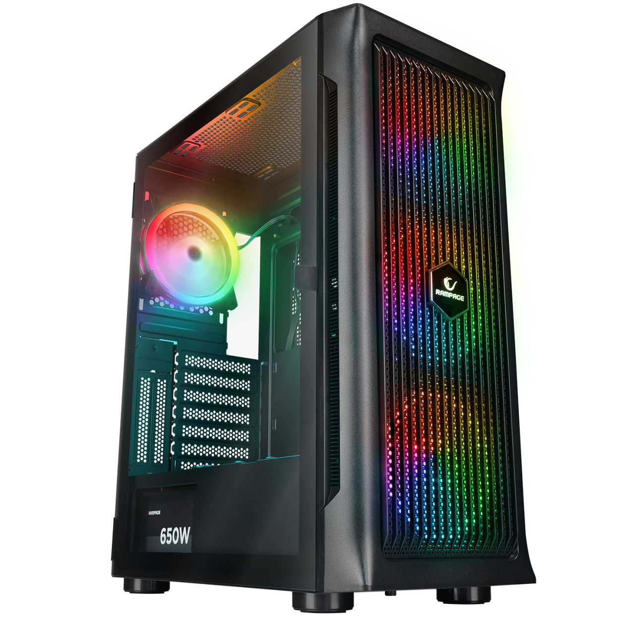 LaGvzF98ozDERN0gSYrQYhIK4YtJmcGTxtaq8zuW Rampage PROLIX Mesh 650W 80+ ARGB Fan ManyetikTemperli Camlı ATX Mid-T Oyuncu K - Görsel 1