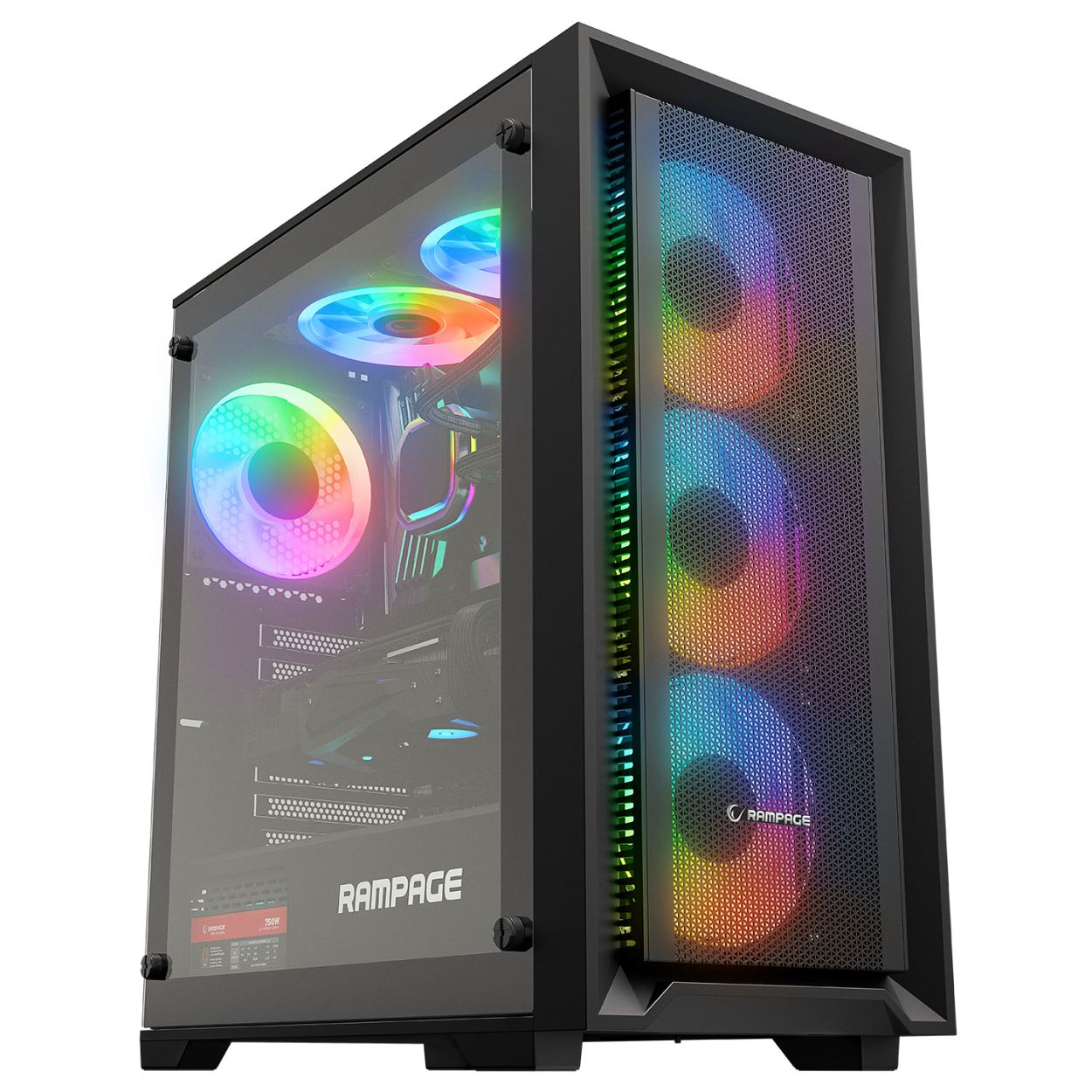 RxCIMLd6En6okX9RTXH44gWgz7WPTKJ3PSYZJaNi Rampage VOYAGER 750W 80+ BRONZE RGB ATX Mid-T Gaming Oyuncu Kasası (Siyah) - Görsel 1