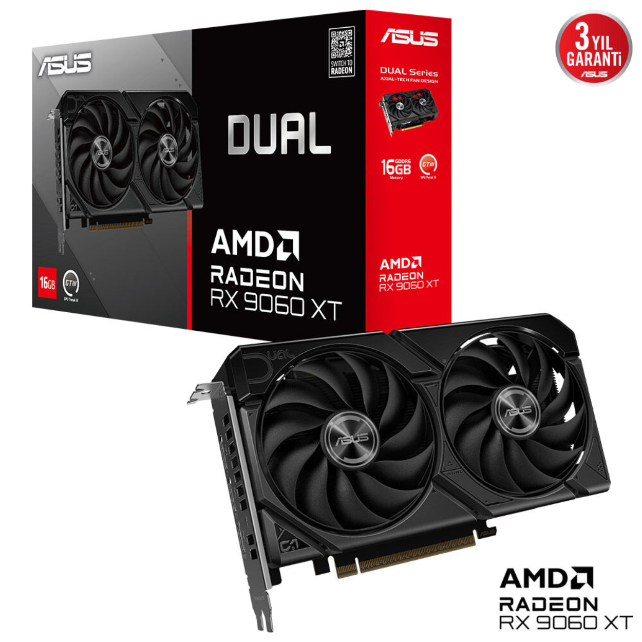 Wsf5NrfvzmSG4Ernf4RKzbHxNfgjTphrqSQw2u92 Asus DUAL-RX9060XT-16G 16GB GDDR6 128Bit DP/HDMI PCI 5.0 Ekran Kartı - Görsel 1