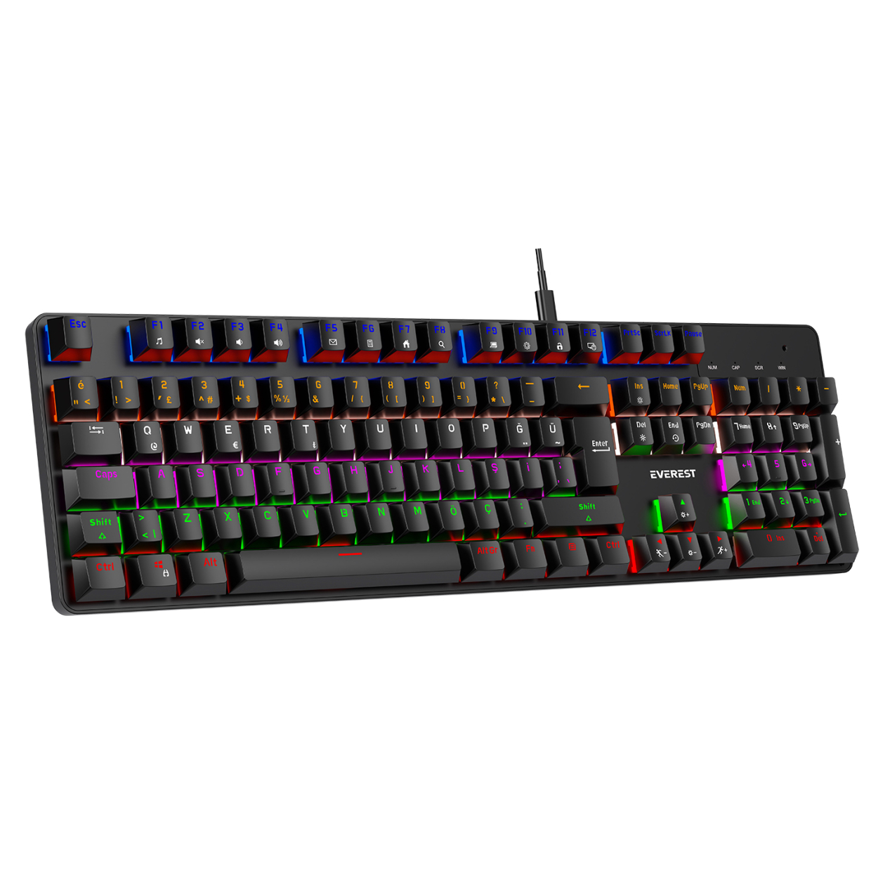 XKboBrWhhGQFNaA3GSxgL6zOeOLH5aWQgiIowuC9 Everest KB-MK1 Lumos Rainbow Red Switch Mekanik Gaming Klavye USB Siyah - Görsel 1