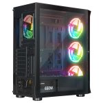 Rampage PROLIX Mesh 650W 80+ ARGB Fan ManyetikTemperli Camlı ATX Mid-T Oyuncu K - Görsel 3
