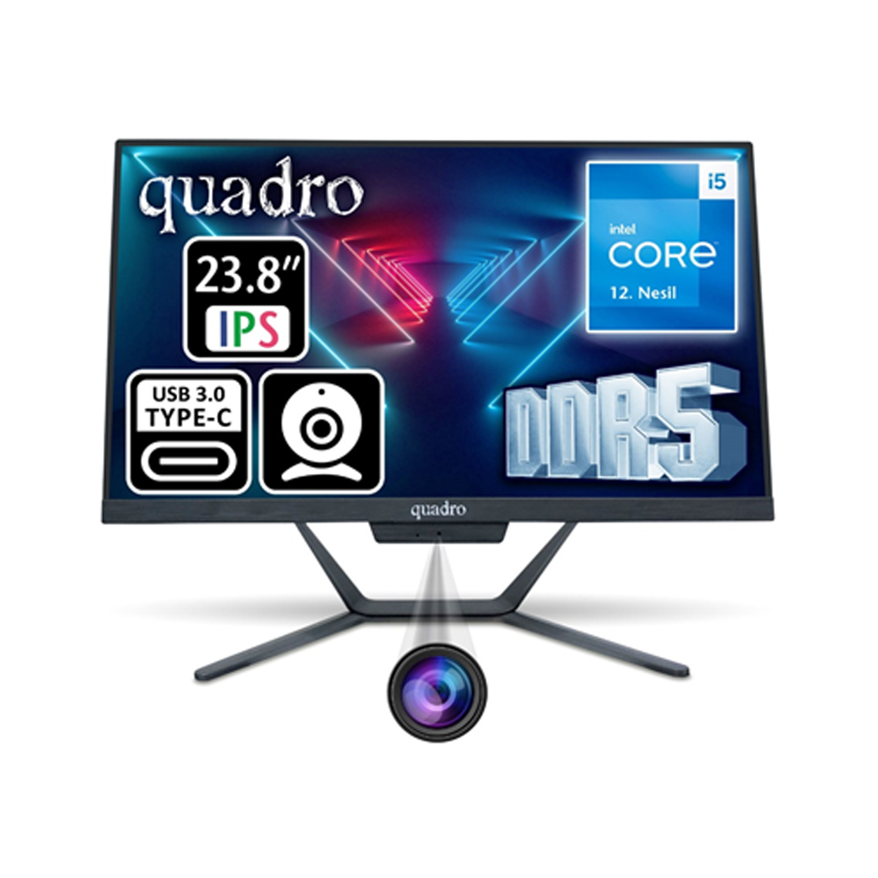 jdxdElp0CGOK98uKU5s3EI8UBn2QObcUIc1uyCi1 QUADRO STARK 23.8" IPS i5-12450H 8GB DDR5 512SSD Type C-USB FDOS - Görsel 1