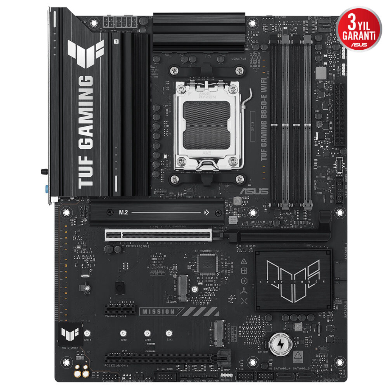 oiz9sdvfXnRIUdw1H6jflnw0WiaARSyPBTKbQ7NE Asus TUF GAMING B850-E WIFI AMD B850 DDR5 M.2 USB3.2 DP/HDMI PCI 5.0 AM5 Anakart - Görsel 1