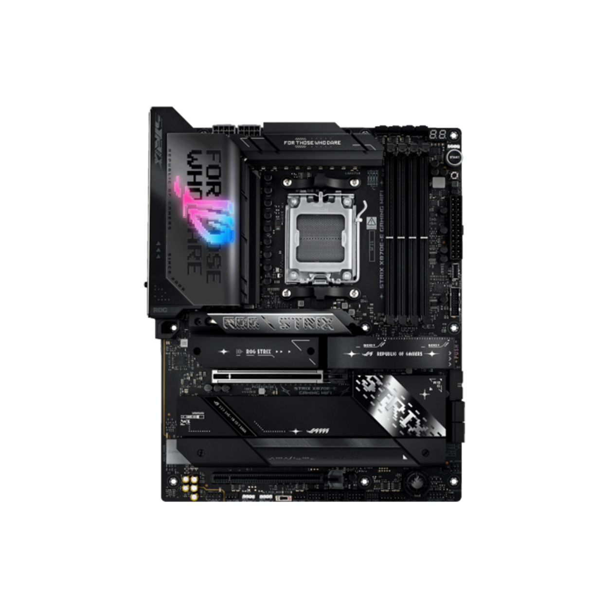 ycEwDISw5uxBO3MpuILwEt1d82NCgXuzAVwBByE5 Asus ROG STRIX X870E-E GAMING WIFI AMD X870E DDR5 M.2 HDMI/USB PCIe 5.0 AM5 - Görsel 1