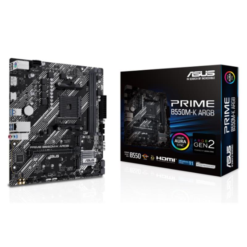 AA175ASU0081_60366 ASUS PRIME B550M-K ARGB DDR4 5100MHZ 1XHDMI 1XDP 2XM.2 USB 3.2 MATX AM4 (AMD AM4 5000/4000G/3000 SERİLERİ İLE UYUMLU) - Görsel 1