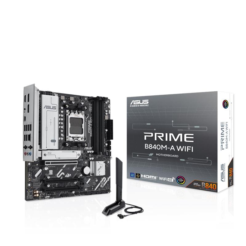 AA190ASU0064_68783 ASUS PRIME B840M-A WIFI DDR5 7600MT/S 1XHDMI 2XDP 3XM.2 MATX AM5 (AMD AM5 9000/8000/7000 SERİLERİ İLE UYUMLU) - Görsel 1