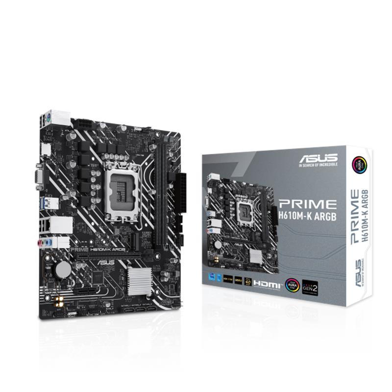 AA203ASU0081_61579 ASUS PRIME H610M-K ARGB DDR5 5600MHZ 1XVGA 1XHDMI 1XM.2 USB 3.2 MATX 1700P (12. / 13. VE 14. NESİL İŞLEMCİ UYUMLU) - Görsel 1