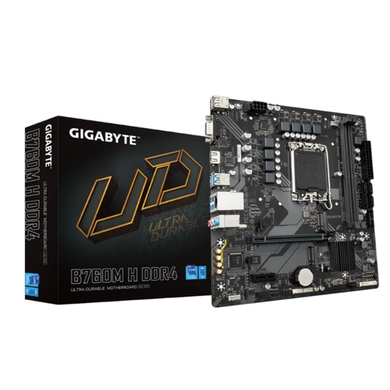 AA203GIG0024_79333 Gigabyte B760M-H DDR4 3200MHZ 1XVGA 1XHDMI 1XM.2 USB 3.2 MATX 1700P - Görsel 1
