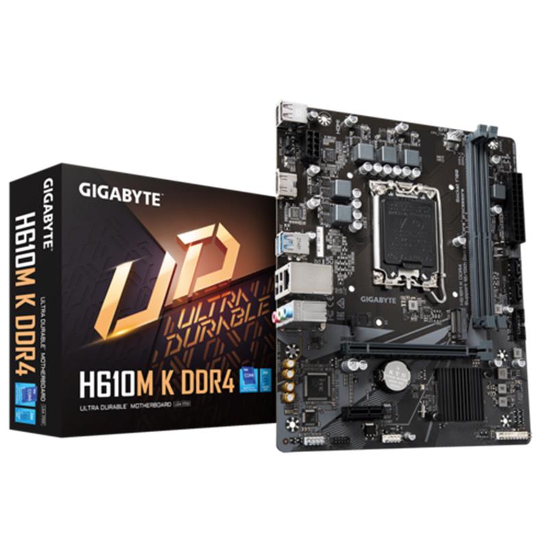 AA203GIG0028_59770 GIGABYTE H610M K DDR4 3200MHZ 1XHDMI 1XM.2 USB 3.2 MATX 1700P (12. / 13. VE 14. NESİL İŞLEMCİ UYUMLU) - Görsel 1