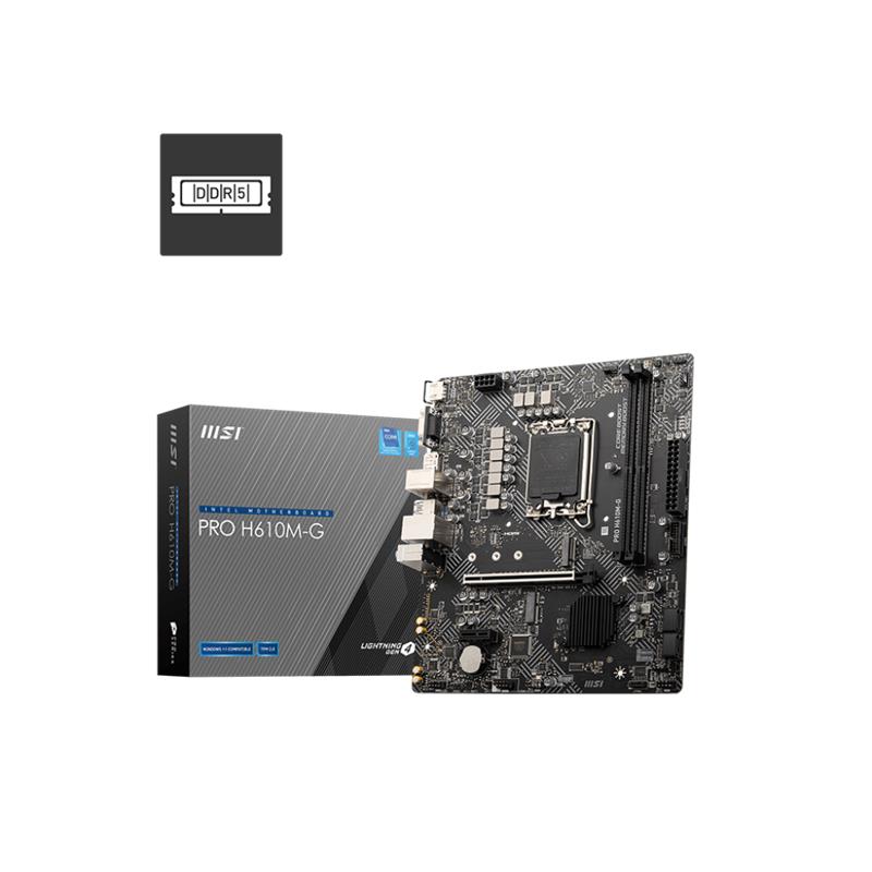 AA203MSI0050_64787 MSI PRO H610M-G DDR5 5600MHZ 1XVGA 1XHDMI 1XDP 1XM.2 USB 3.2 MATX 1700P (12. / 13. VE 14. NESİL İŞLEMCİ UYUMLU) - Görsel 1