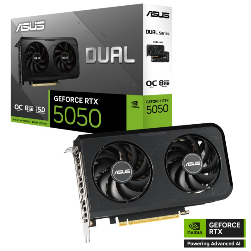 AE110ASU0486_72526 ASUS GEFORCE DUAL-RTX5050-O8G 8GB GDDR6 128BIT 1XHDMI 3XDP EKRAN KARTI - Görsel 1